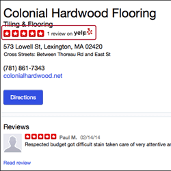 Reviews from Yelp on Yahoo Maps