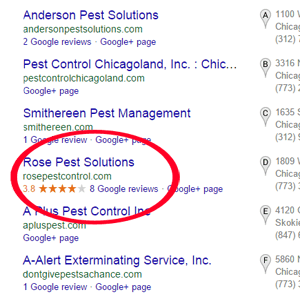 review stars in local pack