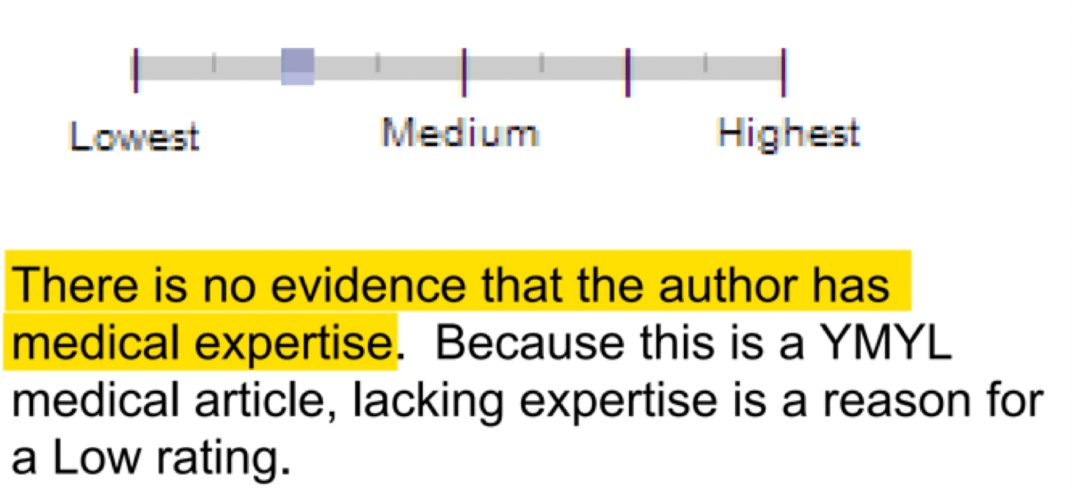 Google Quality Raters' Guidelines - No Medical EAT