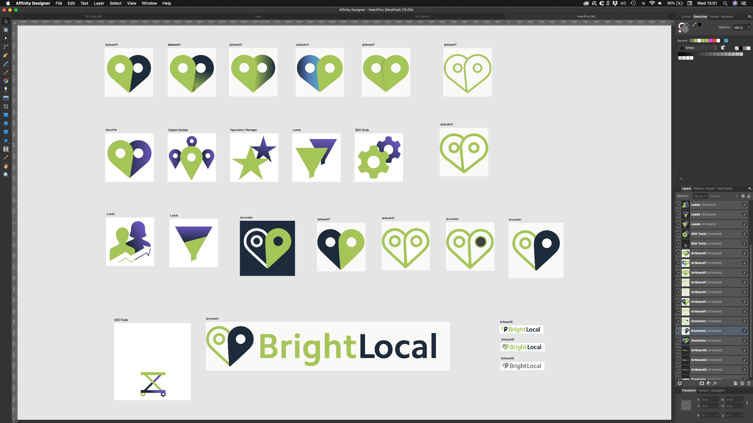 Evolution of the BrightLocal logo