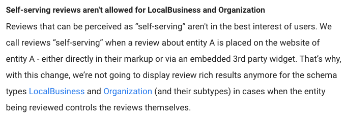 sel-serving review schema