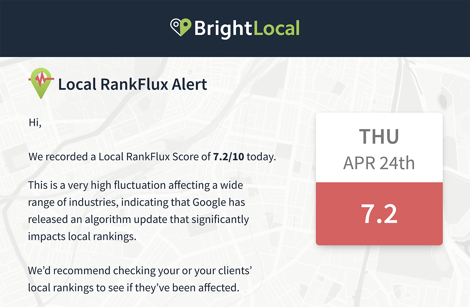 Local RankFlux email alert