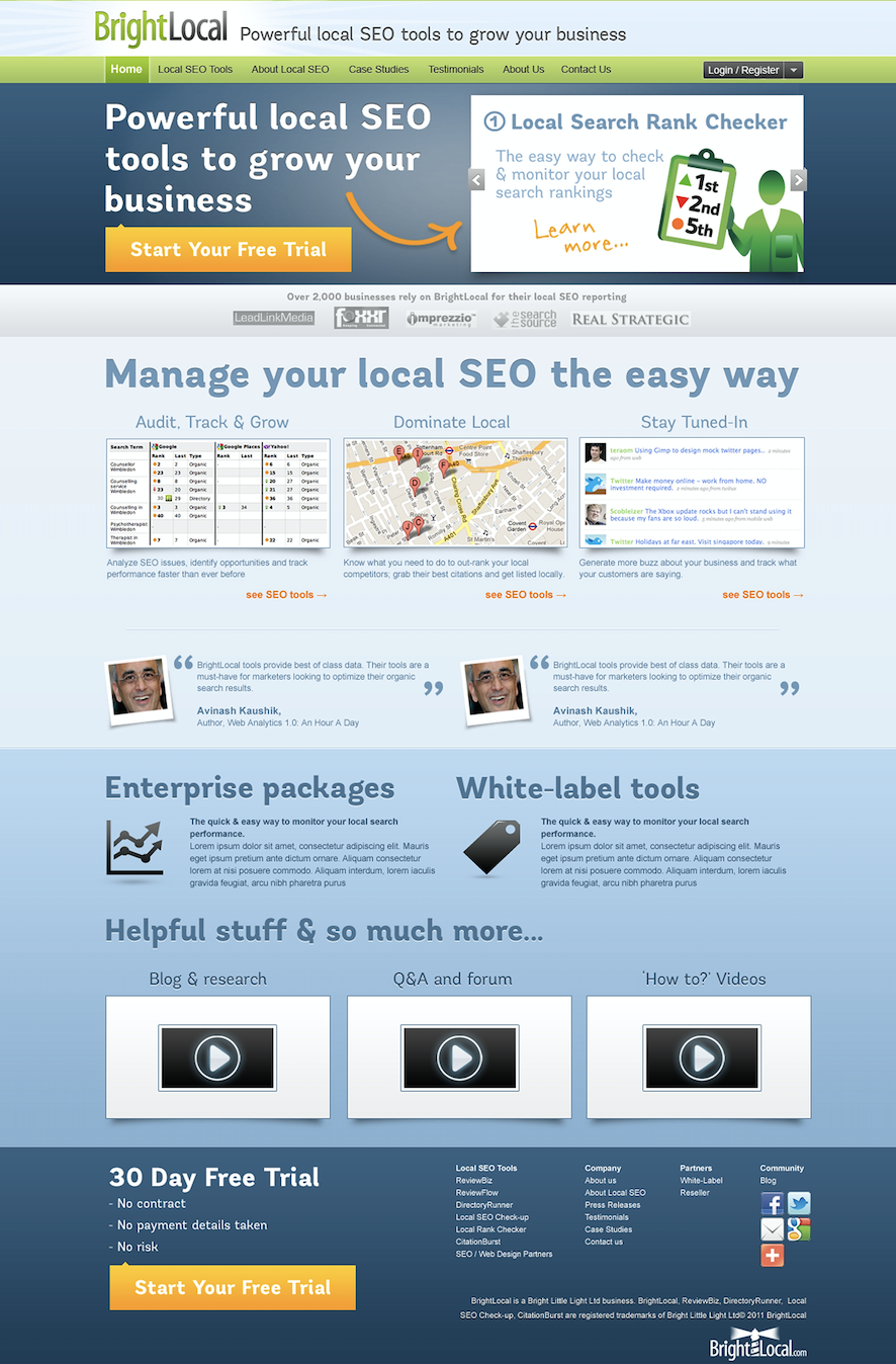 BrightLocal Website 2012