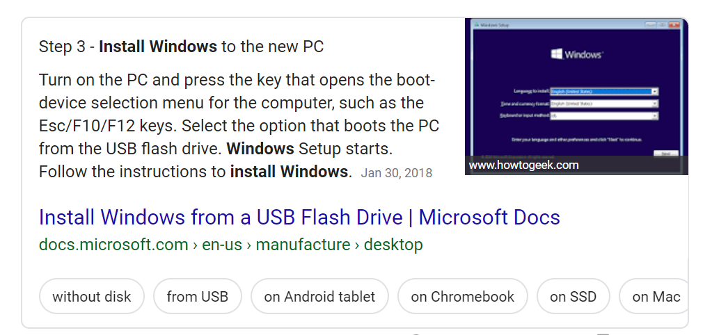 Carousel featured snippets