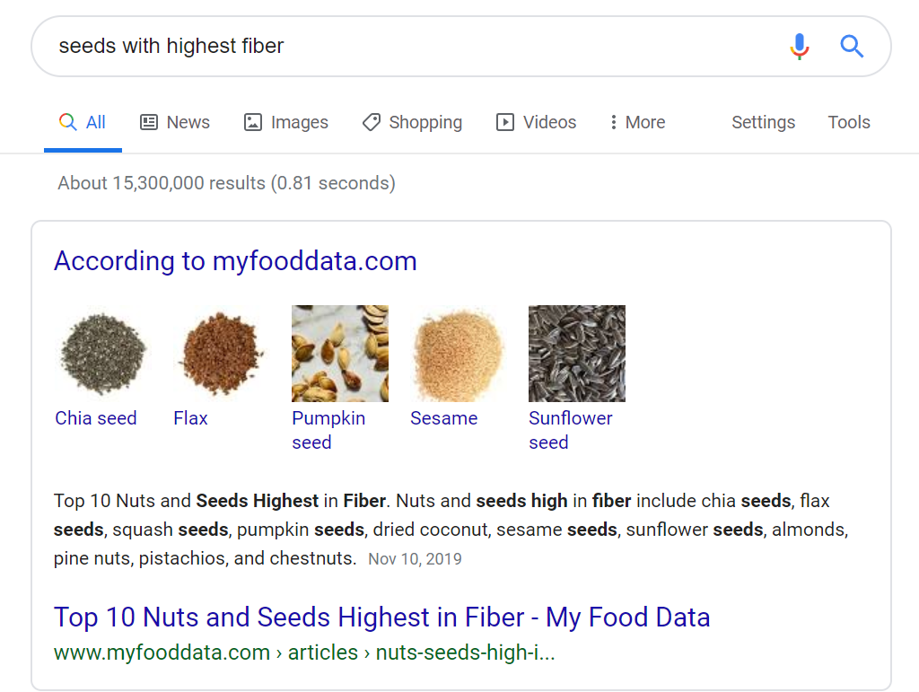 Featured snippets with clickable links