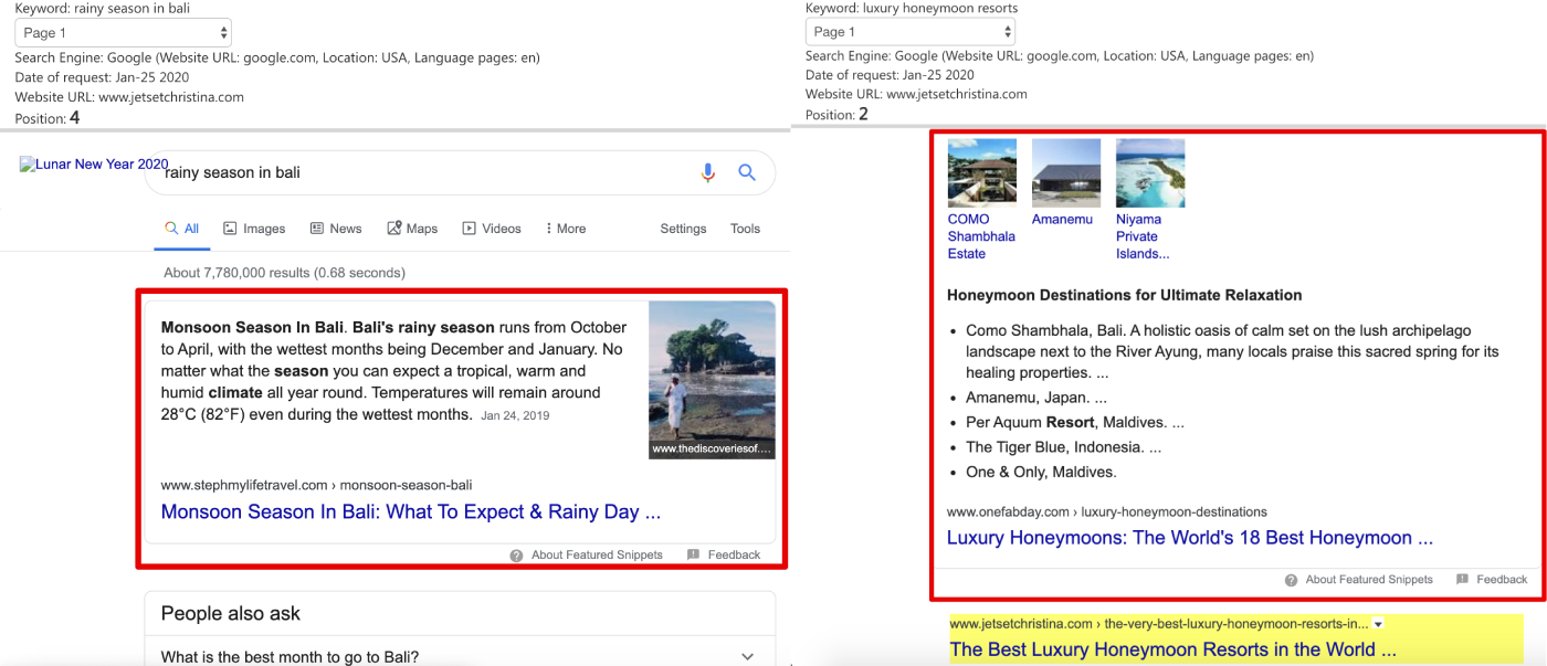 Paragraph featured snippet