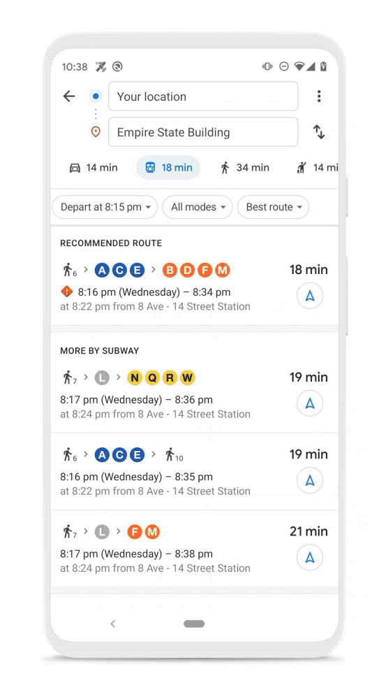 Google Public Transport Features