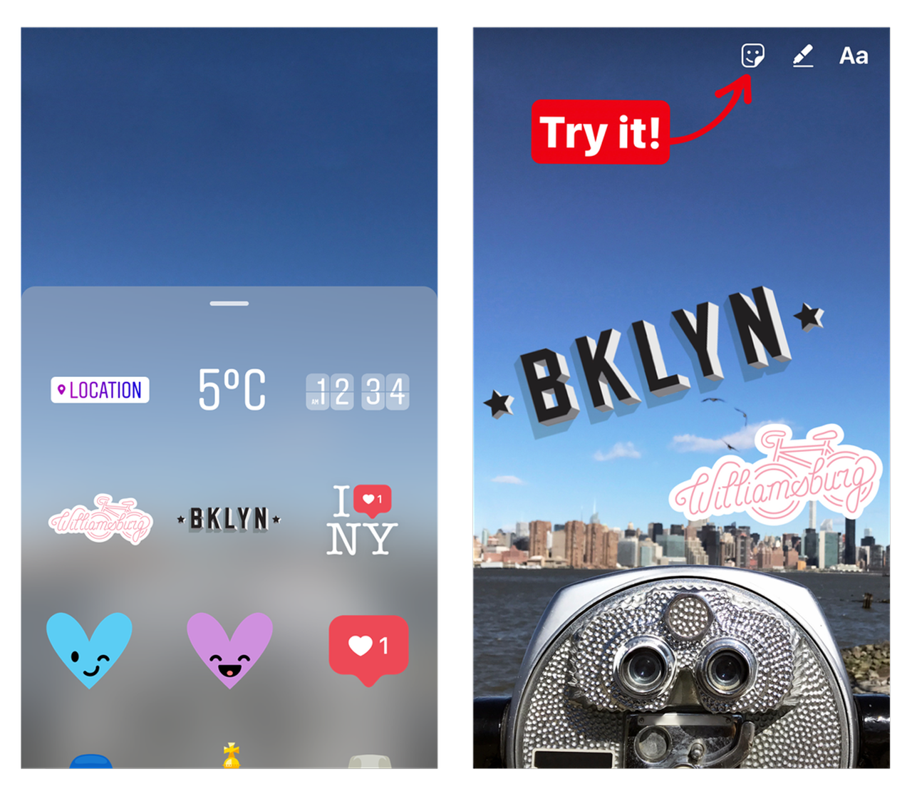 Location stickers on Instagram
