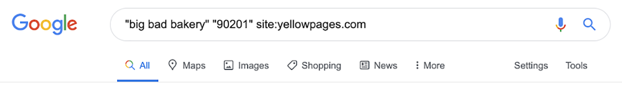 Google search example