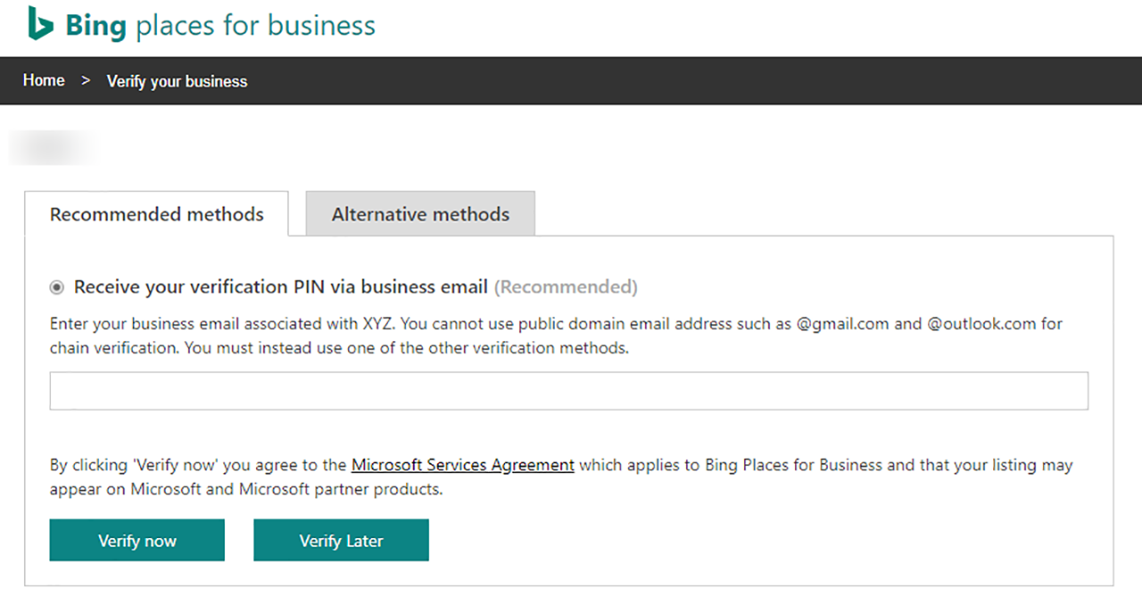 Recommended verification