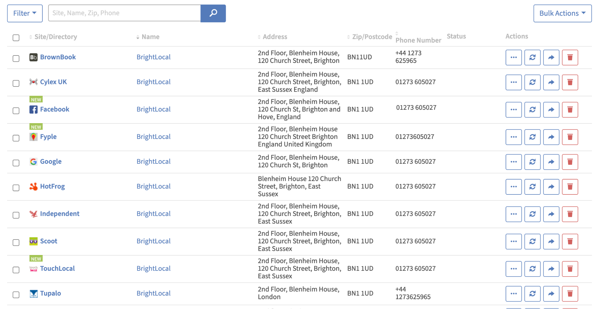 BrightLocal Citation Tracker Report 