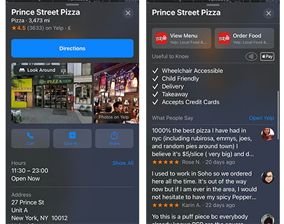 Yelp on Apple Maps