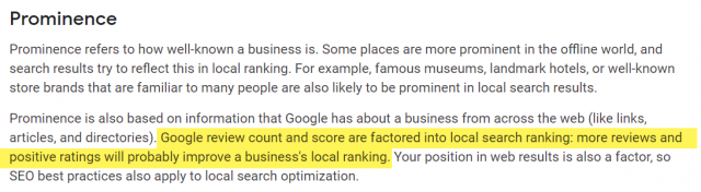 Google Maps Prominence and Online Reviews
