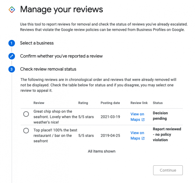 manage your reviews