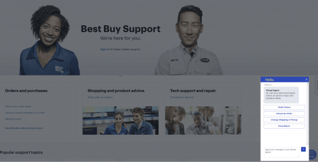 Online chat bot example