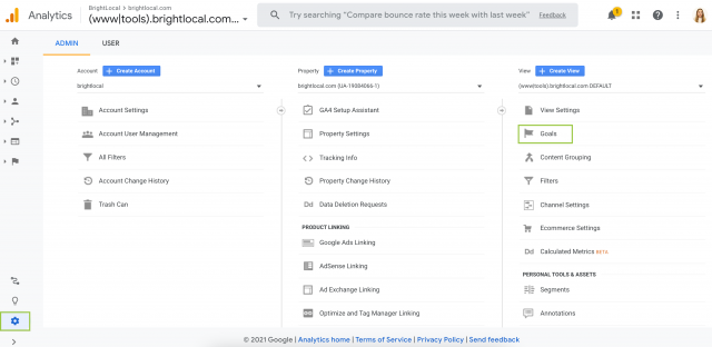 Google Analytics Goal Setup