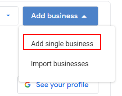 GMB add single business