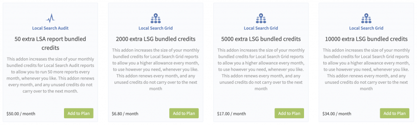 Local Search Grid Bundled Credits Addons