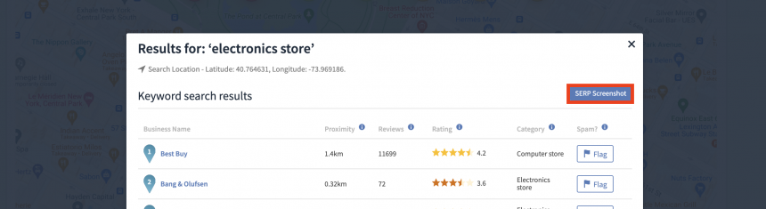 SERP Screenshots In Local Search Grid