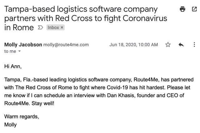 Charity outreach example