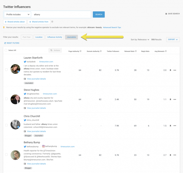 Buzzsumo Twitter search feature