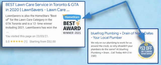 Using photos of coupons in SERPs