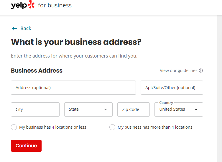Business Address Yelp Listing
