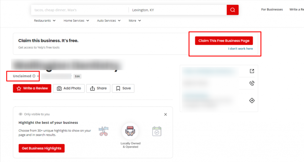 Claim Existing Yelp Listing