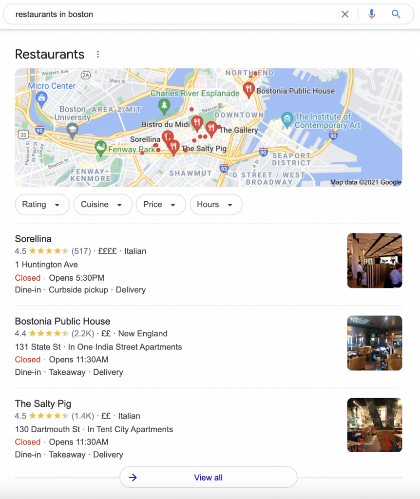 Old Google Local Pack Design