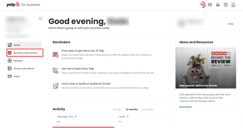 Yelp Directory Business Information