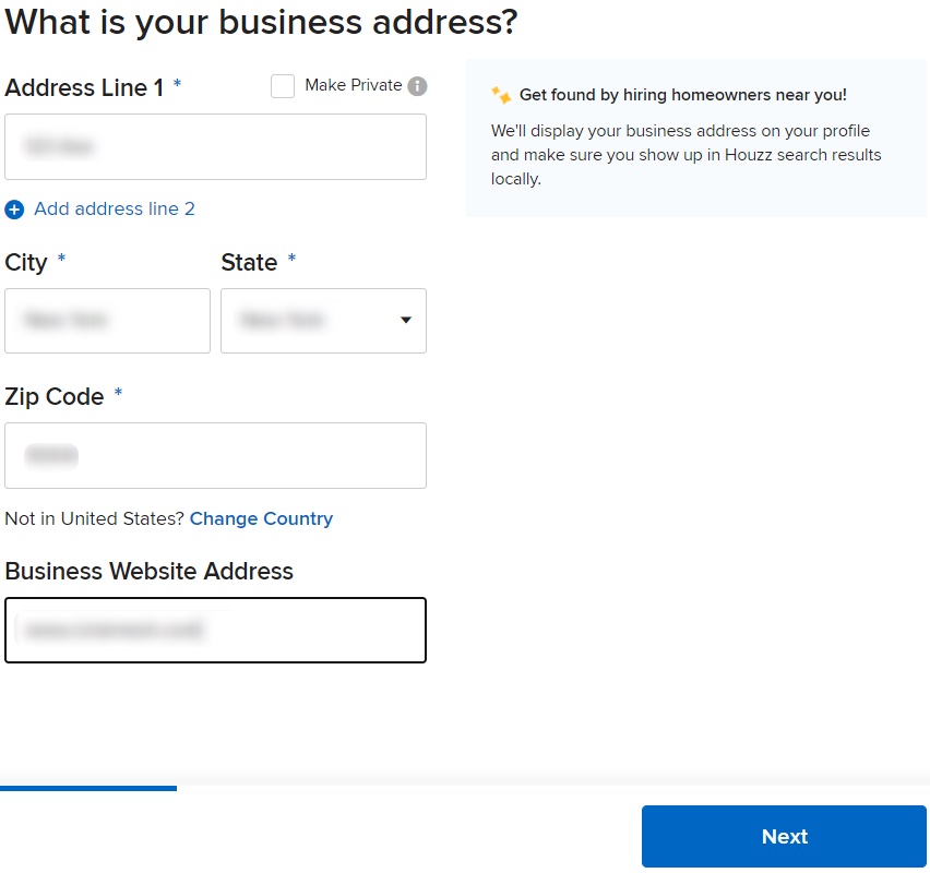 Address Business Houzz Listing