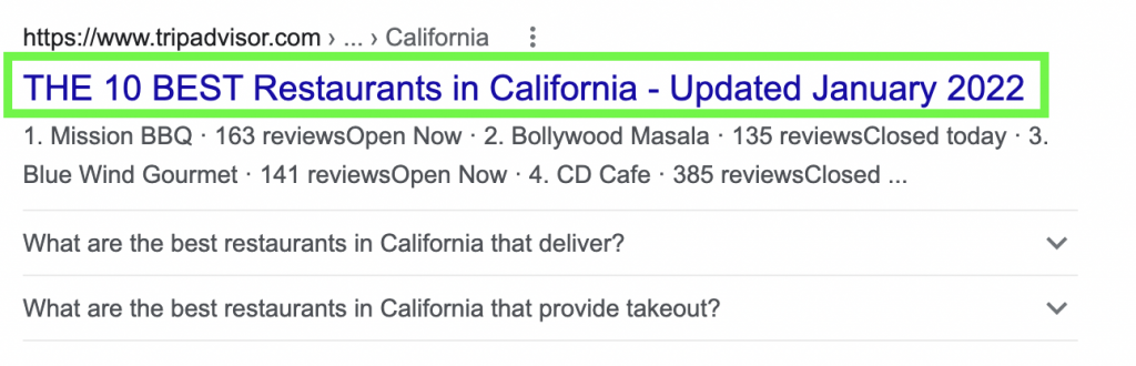 Trip Advisor Title Tags
