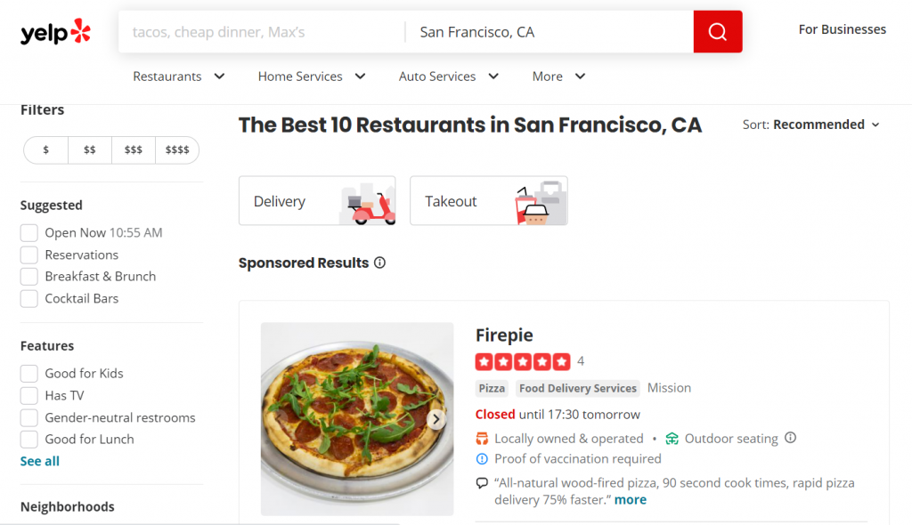 Yelp Best Restaurants