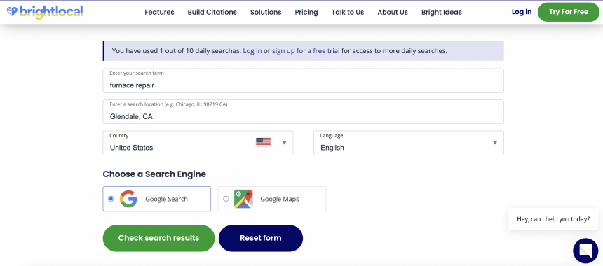 Brightlocal Search Results Checker