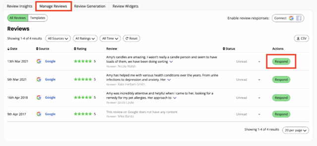 Responding To Online Reviews Respond Button Brightlocal