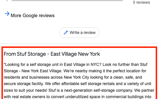 Gbp Description Storage Example
