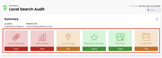 Local Search Audit top level banner