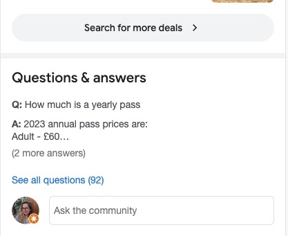 GBP Q&A in the local Knowledge Panel