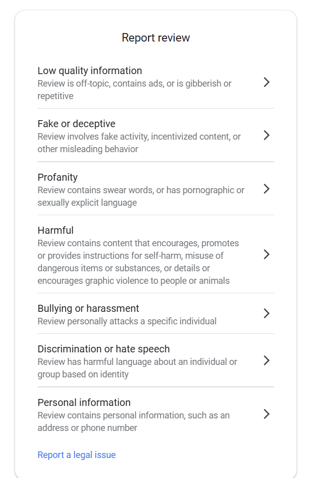 How To Remove Google Reviews Reporting Reasons