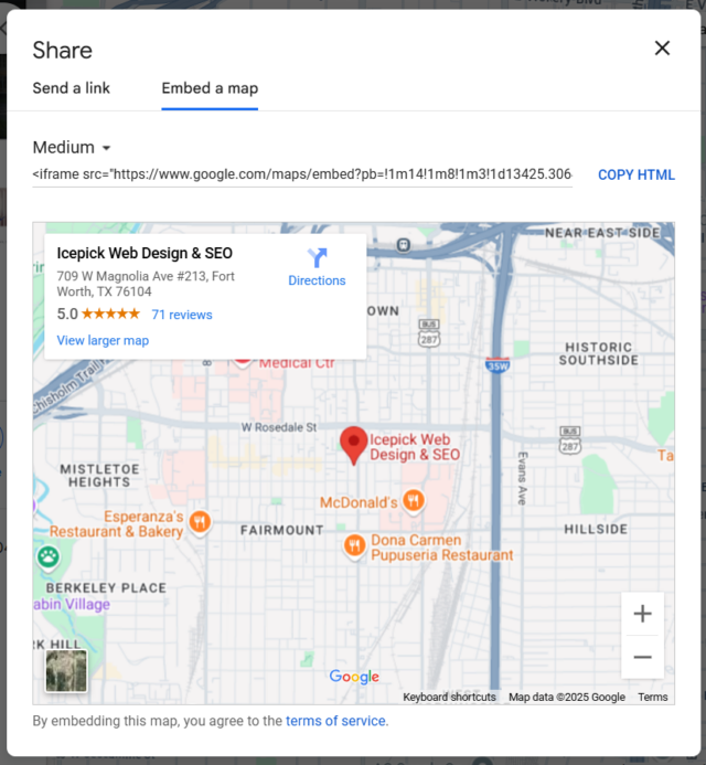 Example Google Map to embed