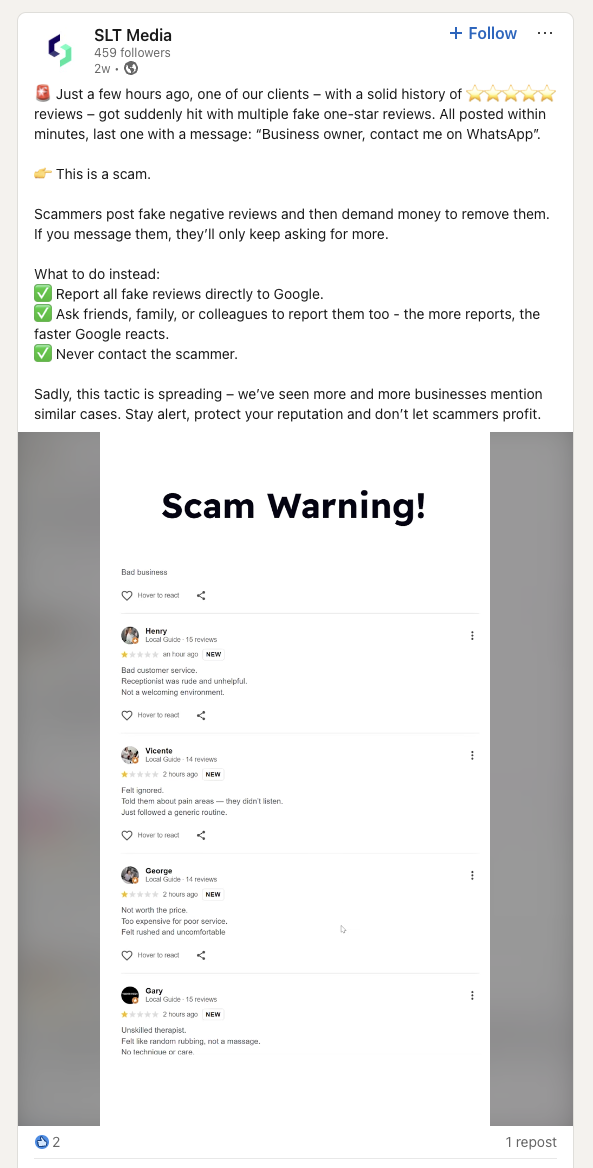 Scam warning